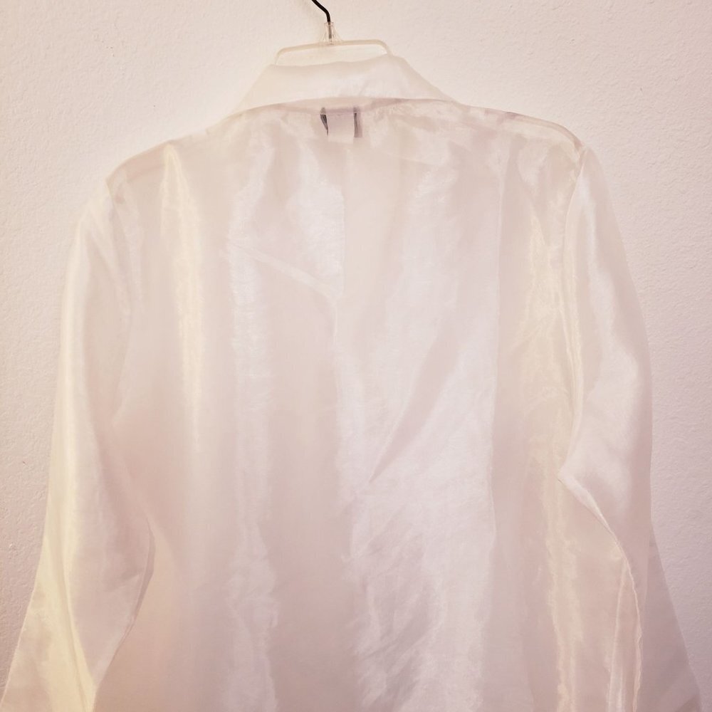 Dove Vintage White Sheer Oversized Shirt/Duster Relaxed Fit Size 1X EUC - Picture 6 of 9